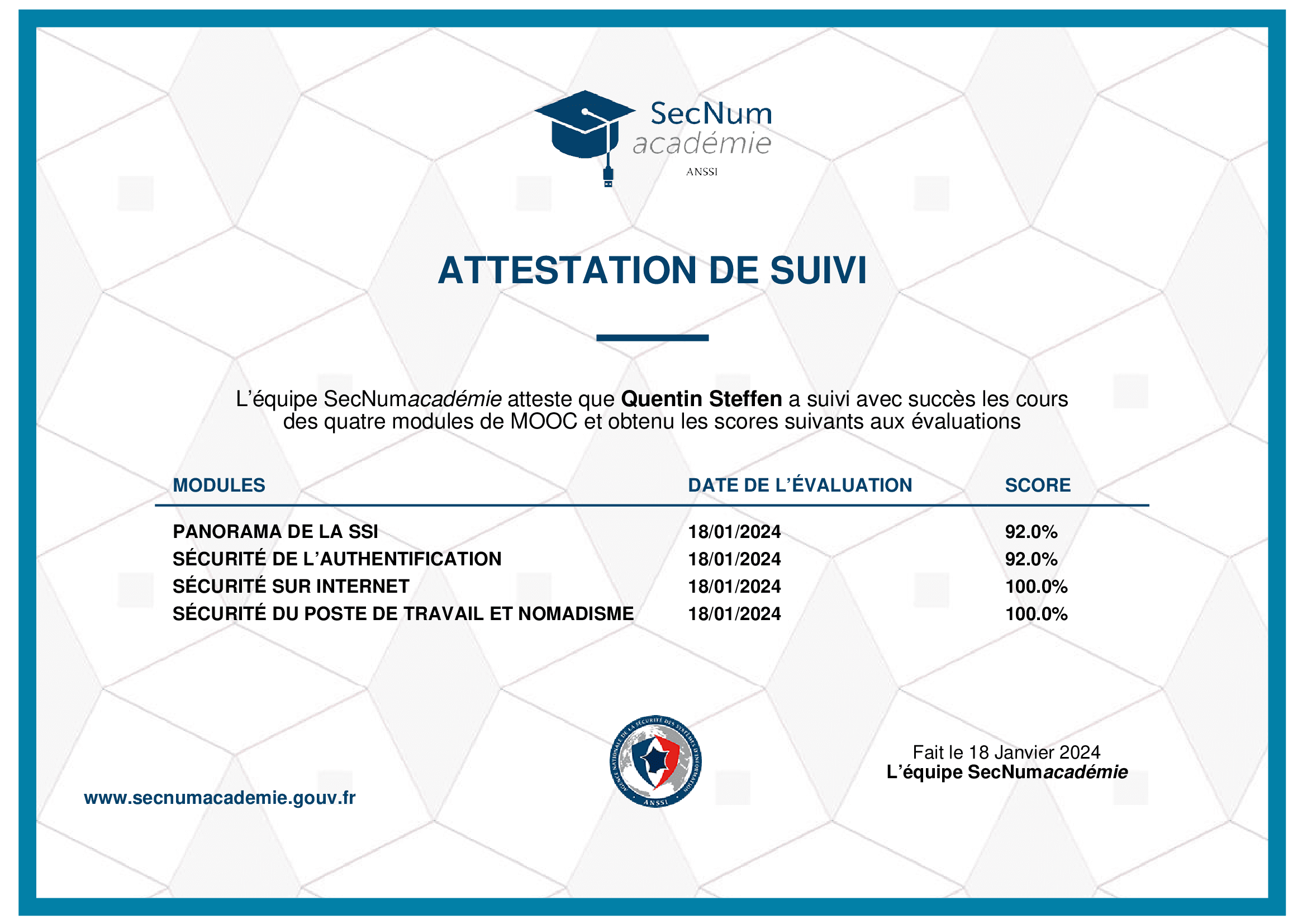 Certification ANSSI